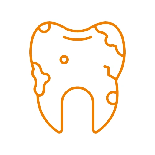 Worn-down or eroded tooth icon